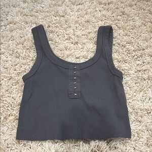 Charcoal Gray Ribbed Crop Top